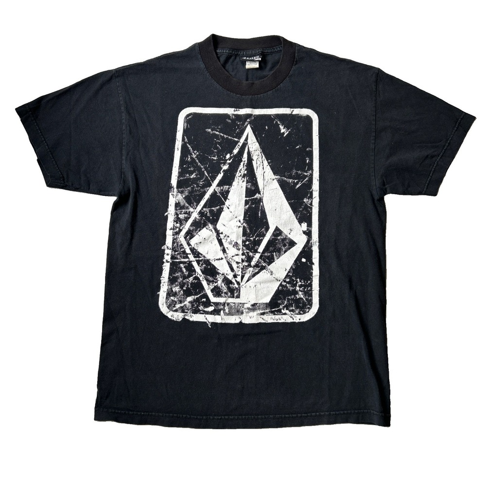 Volcom Y2K Vintage Black Graphic Skater Shirt Men's Large Streetwear Punk Grunge